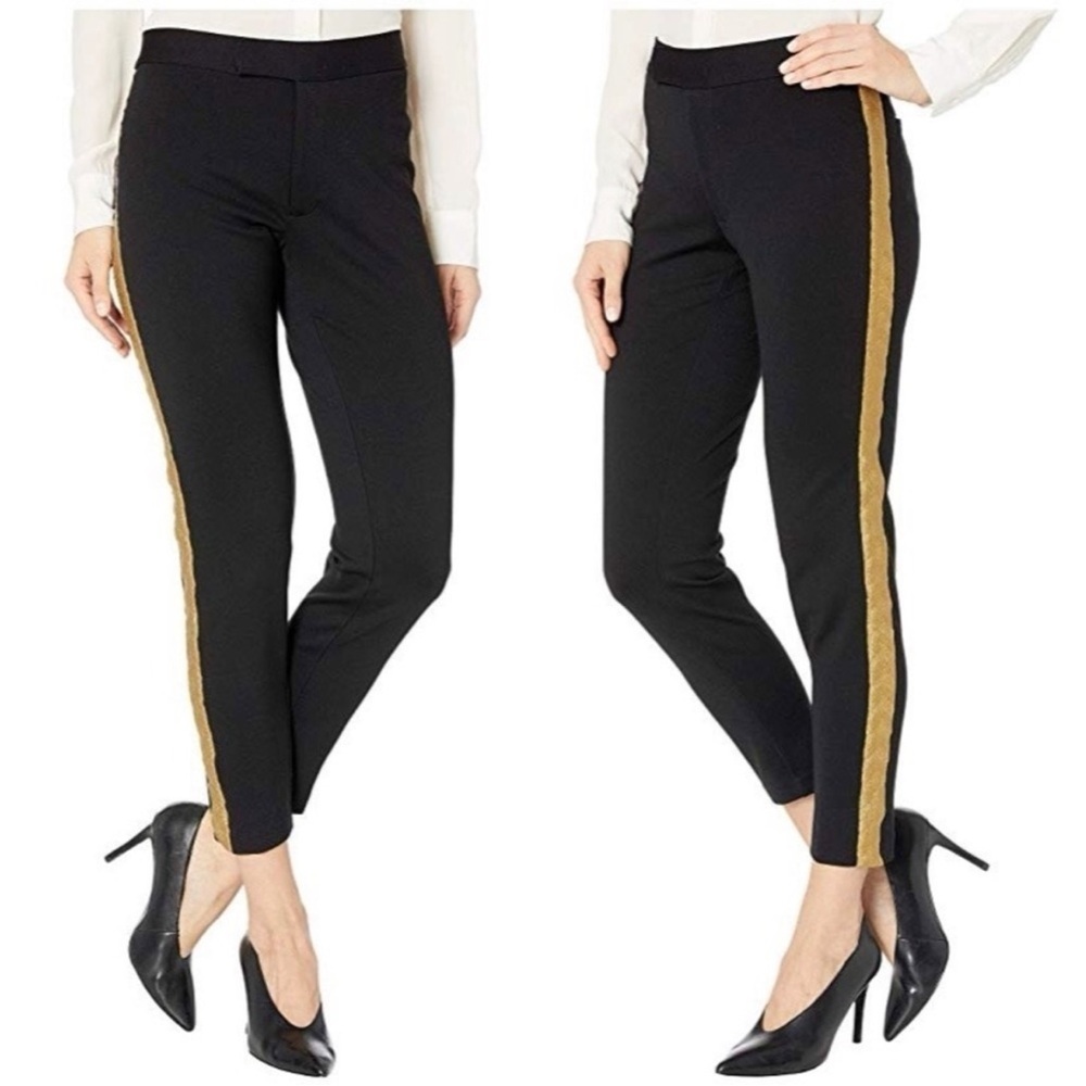 Ralph Lauren Black Skinny Pants with Gold Stripe